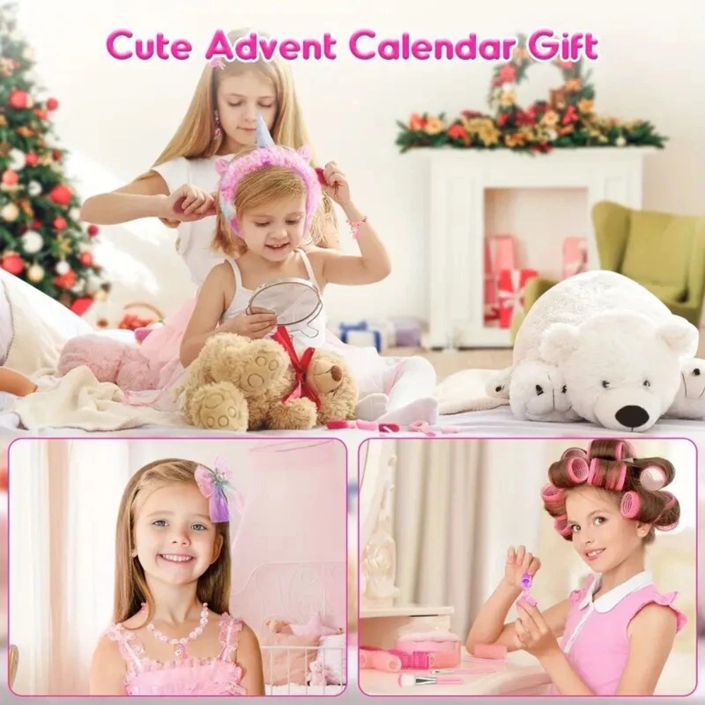 Lily | Kids Unicorn Christmas Advent Calendar with 24 Jewelry and Hair Accessories