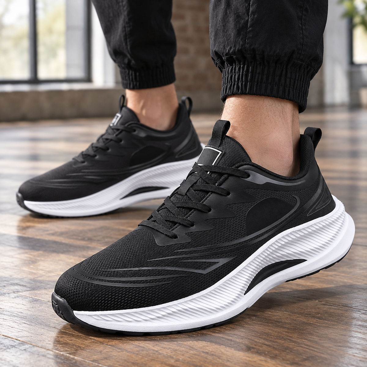 Men's Chunky Rocker Sole Sneakers – Low-Top Lace-Up Casual Sneakers