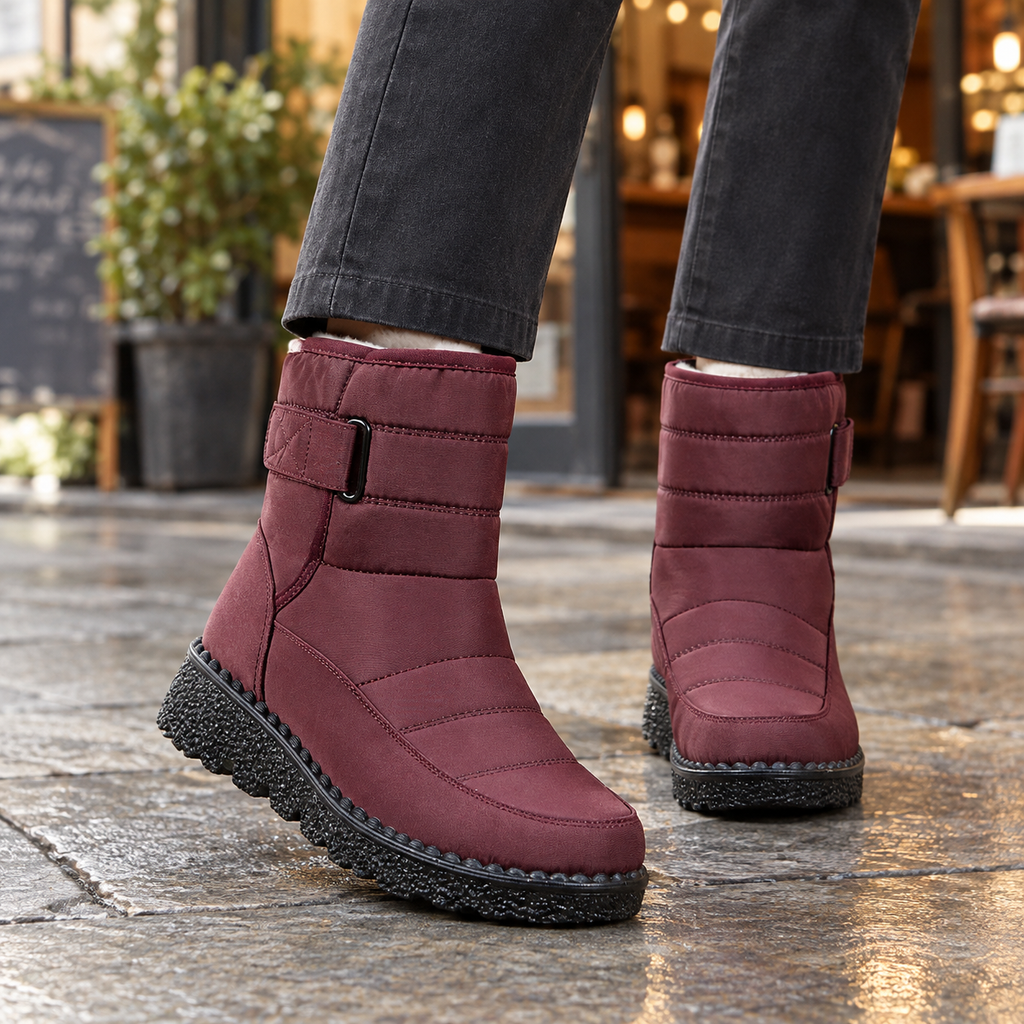 Women's Quilted Winter Snow Boots – Warm Lined Wedge Ankle Boots