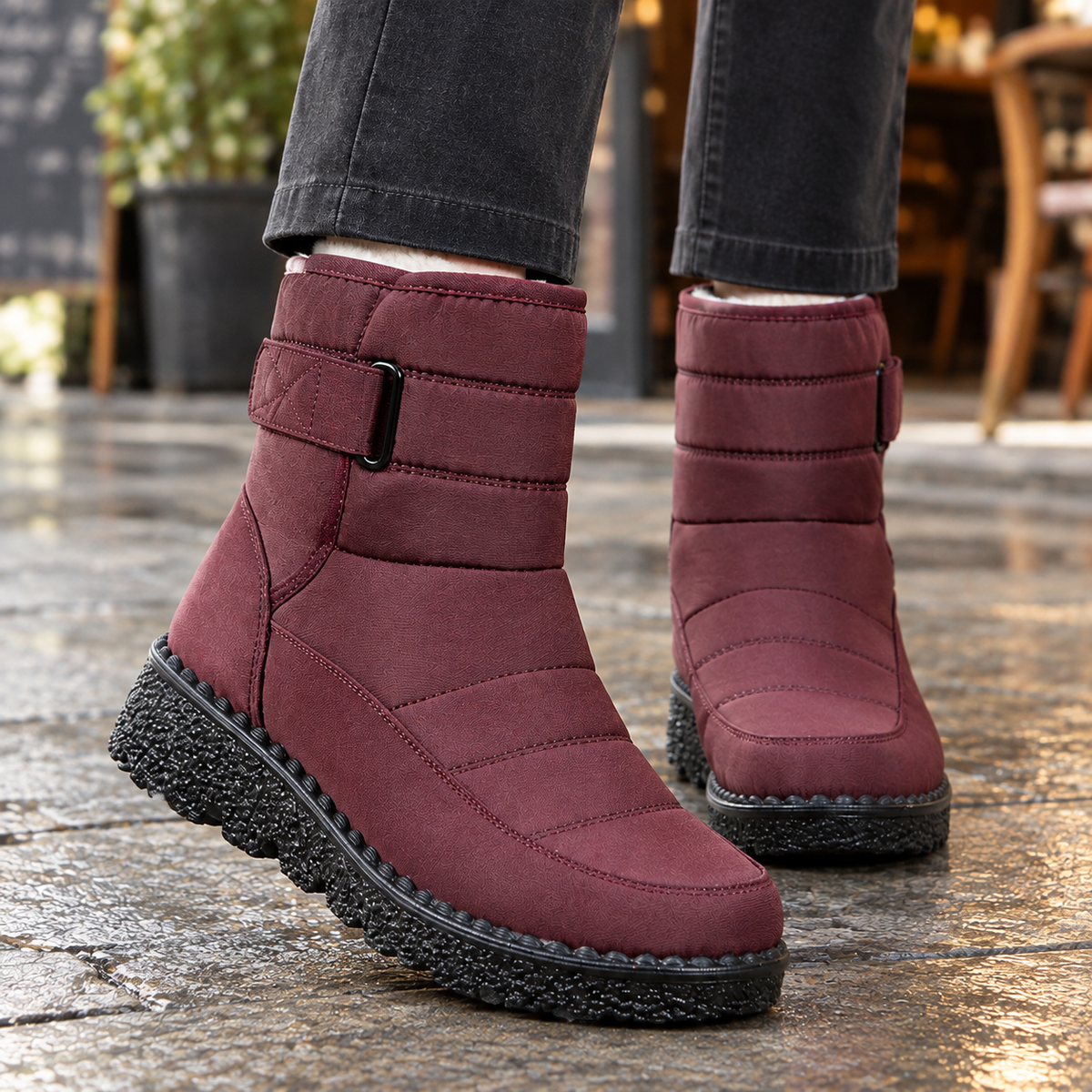 Women's Quilted Winter Snow Boots – Warm Lined Wedge Ankle Boots