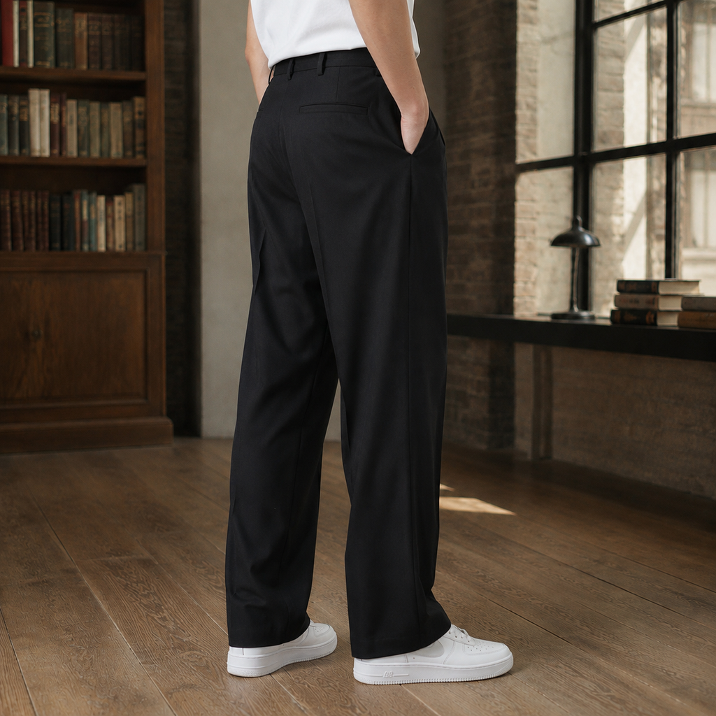 Men's Pleated Wide Leg Trousers – High Waist Tailored Pants