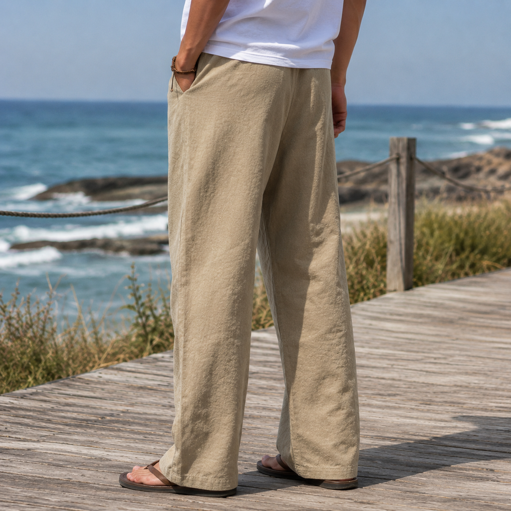 Men's Wide Leg Pants – Relaxed Full Length Casual Trousers with Side Pockets
