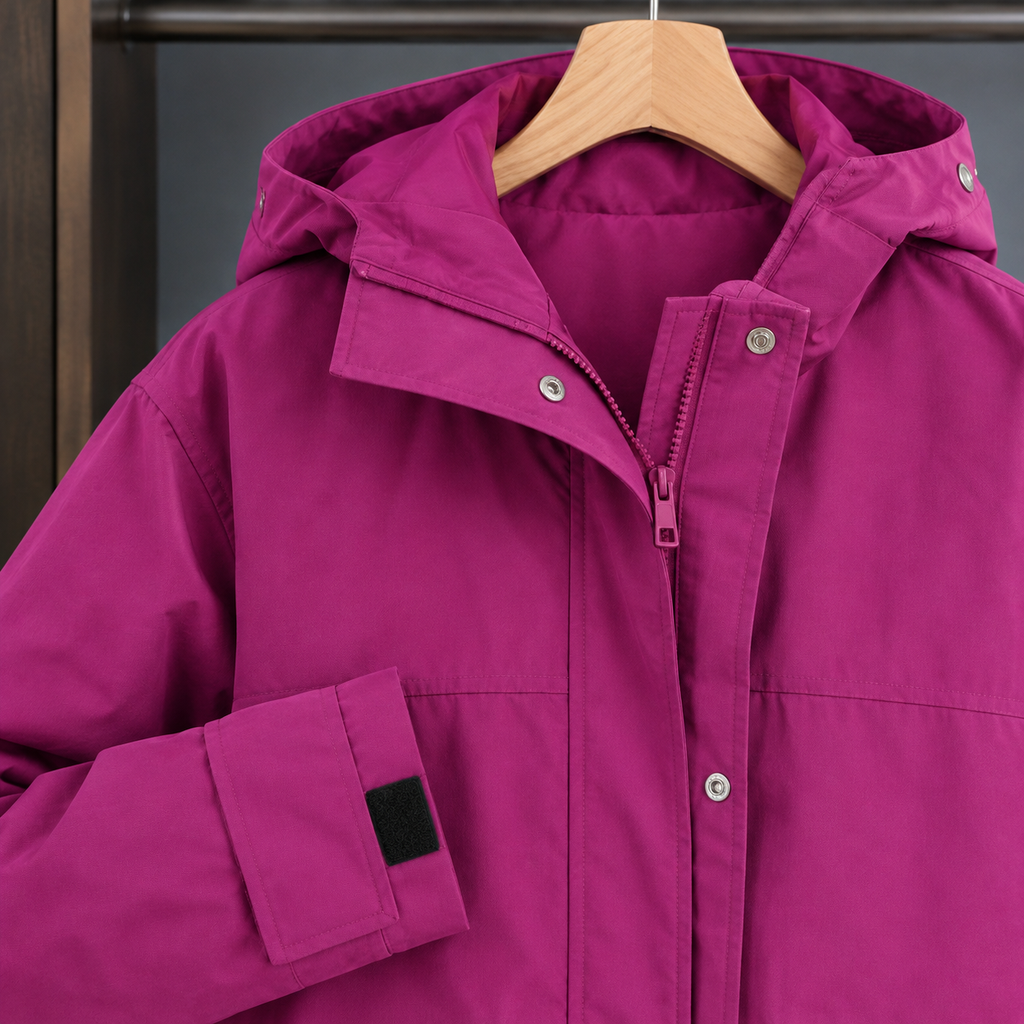 Women's Hooded Utility Jacket – Covered Zip Jacket with Flap Pockets