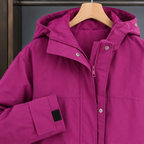 Women's Hooded Utility Jacket – Covered Zip Jacket with Flap Pockets
