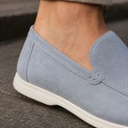 Men's Moc Toe Slip-On Loafers – Sky Blue Casual Loafers with Contrast Sole