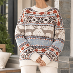 Sienna | Women Reindeer Pattern Christmas Knit Sweater