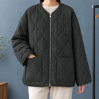 Women's Wave Quilted Jacket – Lightweight Collarless Zip Jacket