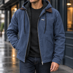 Men's Hooded Zip-Up Jacket – Lined Casual Jacket with Chest Pocket