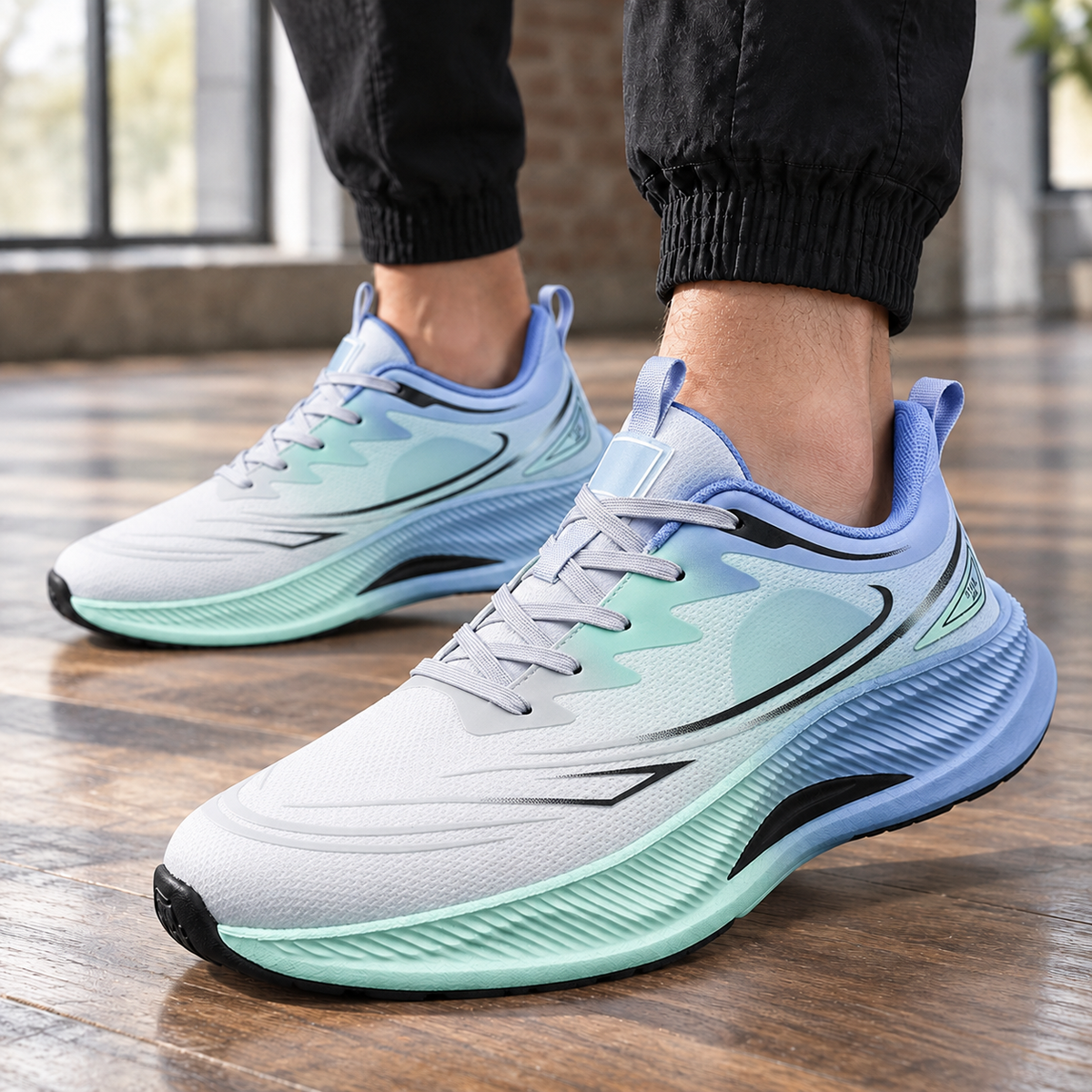 Men's Chunky Rocker Sole Sneakers – Low-Top Lace-Up Casual Sneakers