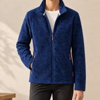 Men's Zip-Up Jacket with Stand Collar – Textured Foliage Pattern Jacket with Zip Pockets