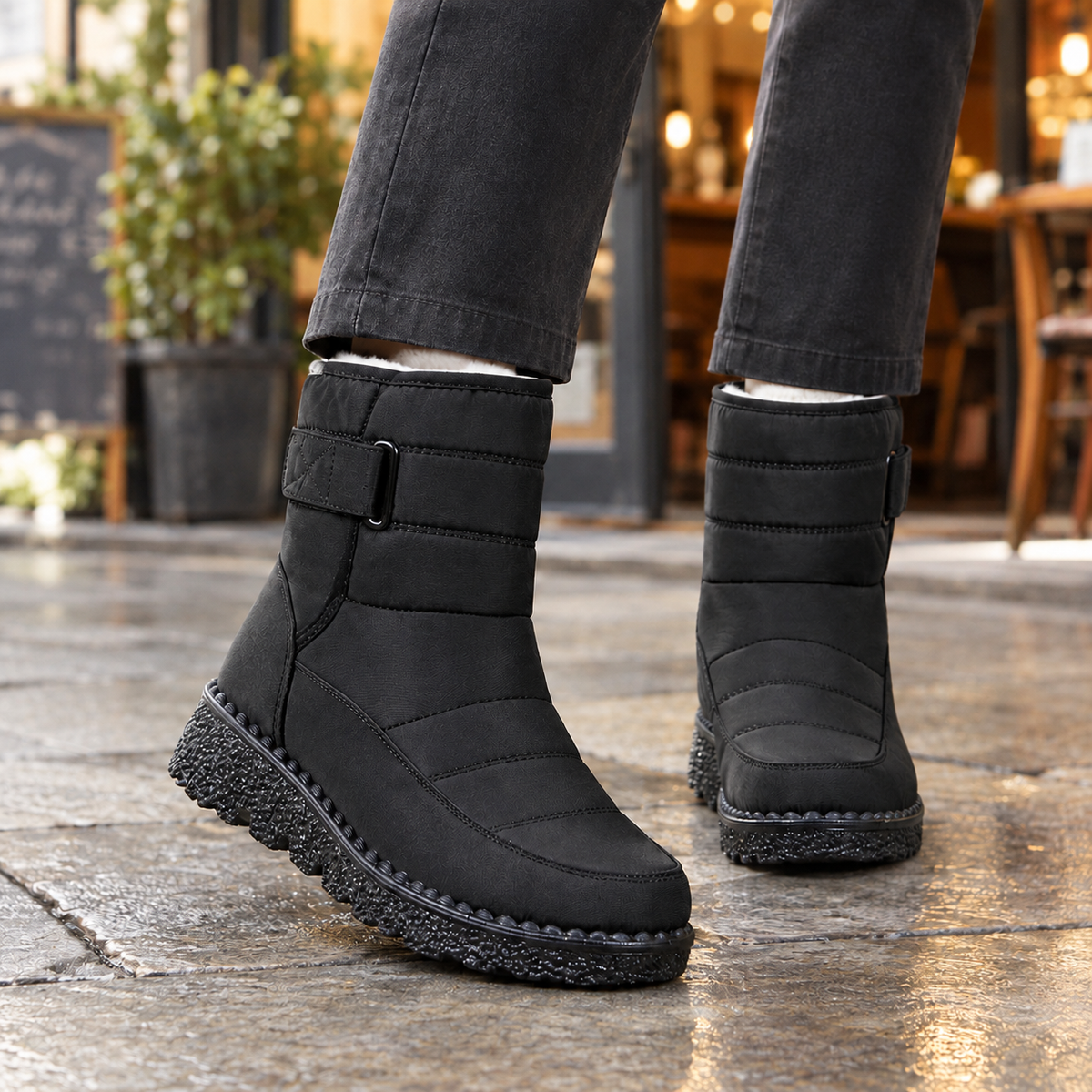 Women's Quilted Winter Snow Boots – Warm Lined Wedge Ankle Boots