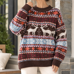 Sienna | Women Reindeer Pattern Christmas Knit Sweater