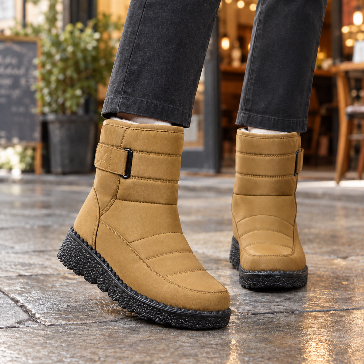 Women's Quilted Winter Snow Boots – Warm Lined Wedge Ankle Boots