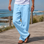 Men's Wide Leg Pants – Relaxed Full Length Casual Trousers with Side Pockets