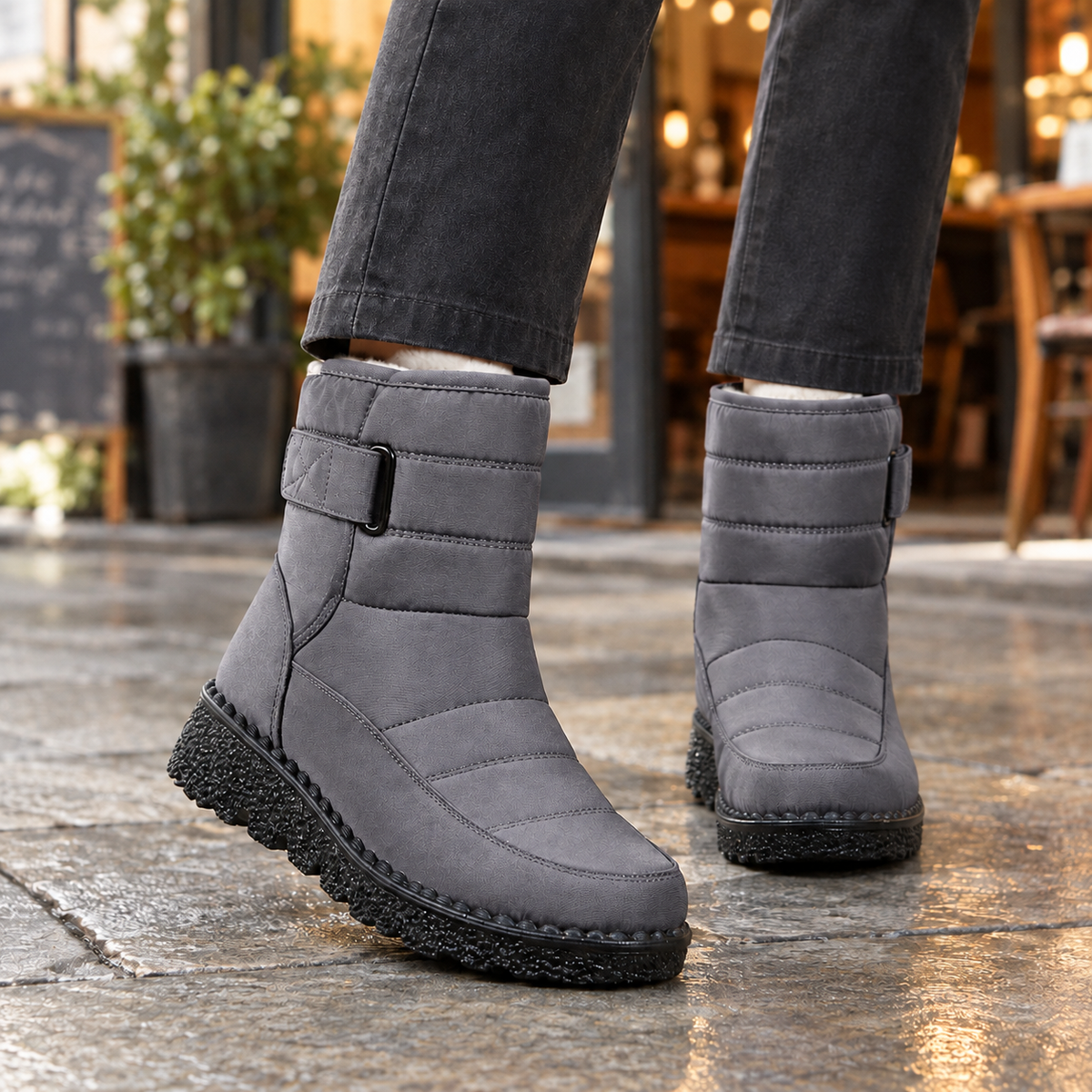 Women's Quilted Winter Snow Boots – Warm Lined Wedge Ankle Boots