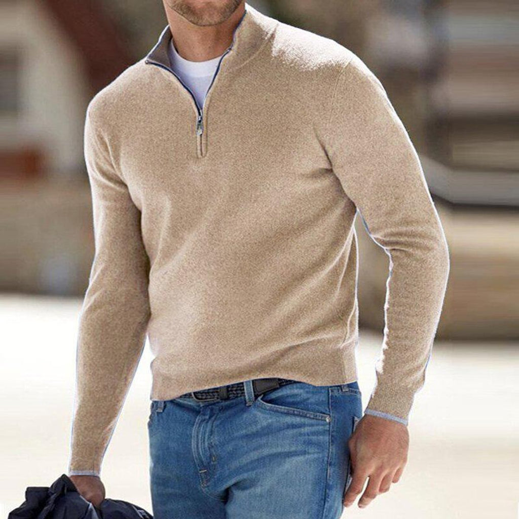 Men's Quarter Zip Sweater – Regular Fit Casual Knit Pullover