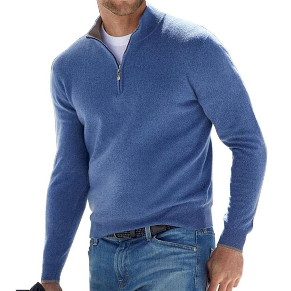 Men's Quarter Zip Sweater – Regular Fit Casual Knit Pullover