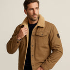 Men's Fleece Lined Button Coat – Warm Winter Jacket with Fleece Collar