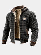 Men's Quilted Hooded Jacket with Plush Lining – Warm Zip-Up Winter Jacket