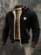 Men's Quilted Hooded Jacket with Plush Lining – Warm Zip-Up Winter Jacket