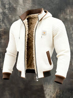 Men's Quilted Hooded Jacket with Plush Lining – Warm Zip-Up Winter Jacket