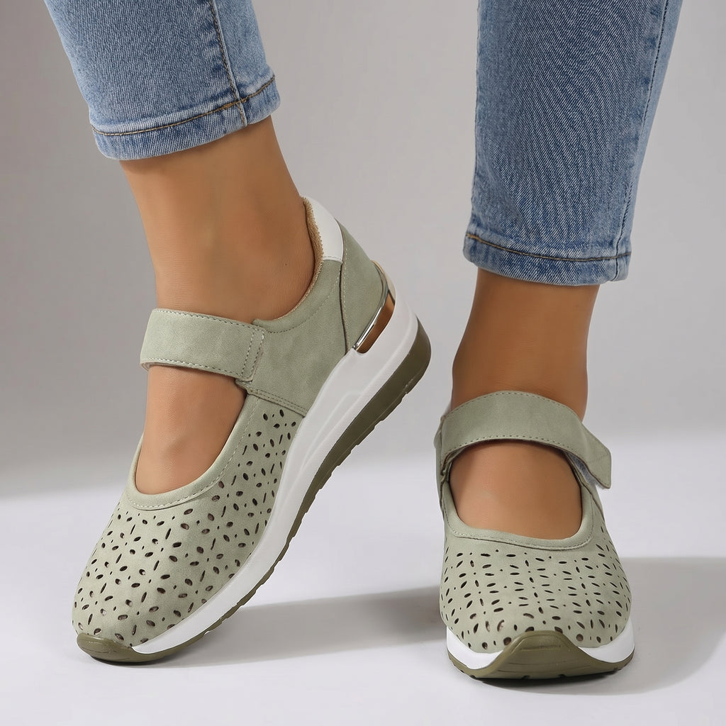Women's Breathable Strap Sneakers – Cushioned Lightweight Walking Shoes