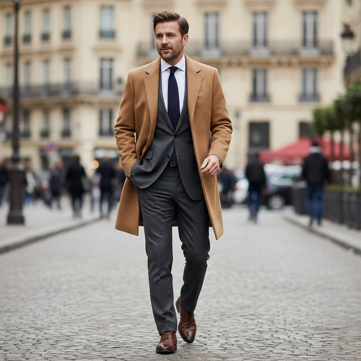 Men's Minimal Longline Overcoat – Classic Tailored Business Coat