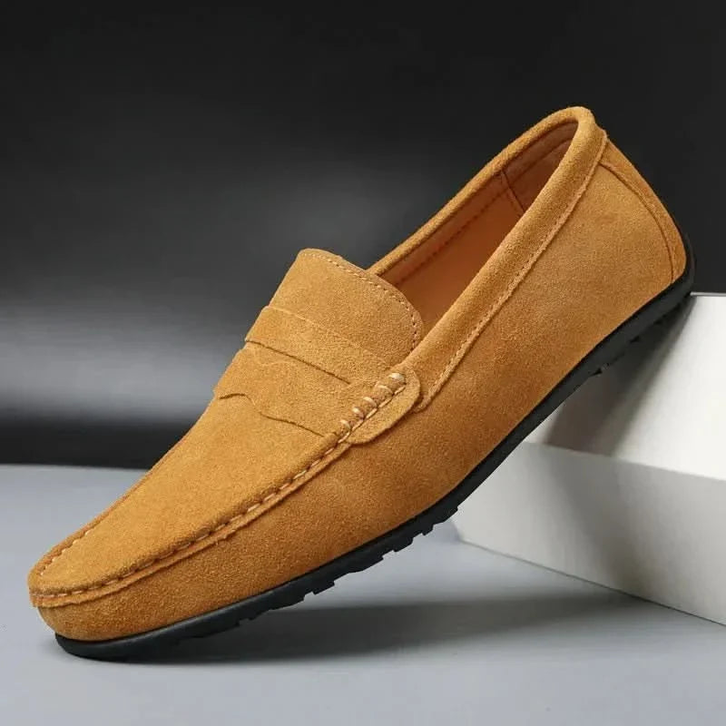 Men's Suede Slip-On Loafers – Minimal Cushioned Smart Casual Shoes