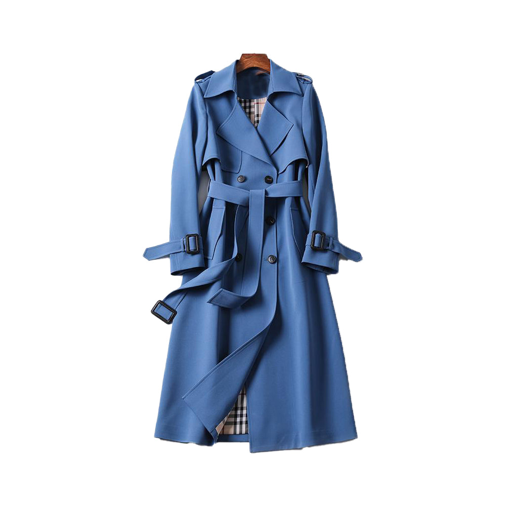 Women's Double-Breasted Belted Trench Coat – Classic Tailored Outerwear