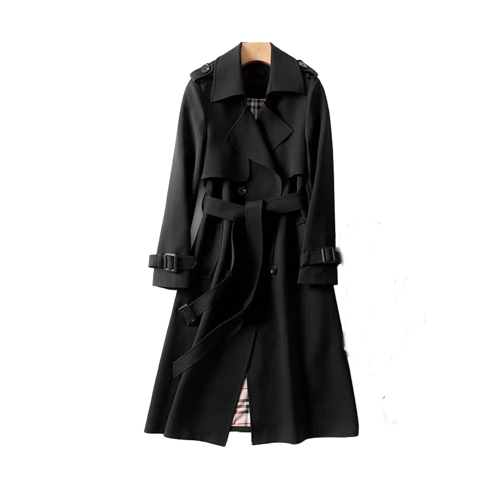 Women's Double-Breasted Belted Trench Coat – Classic Tailored Outerwear