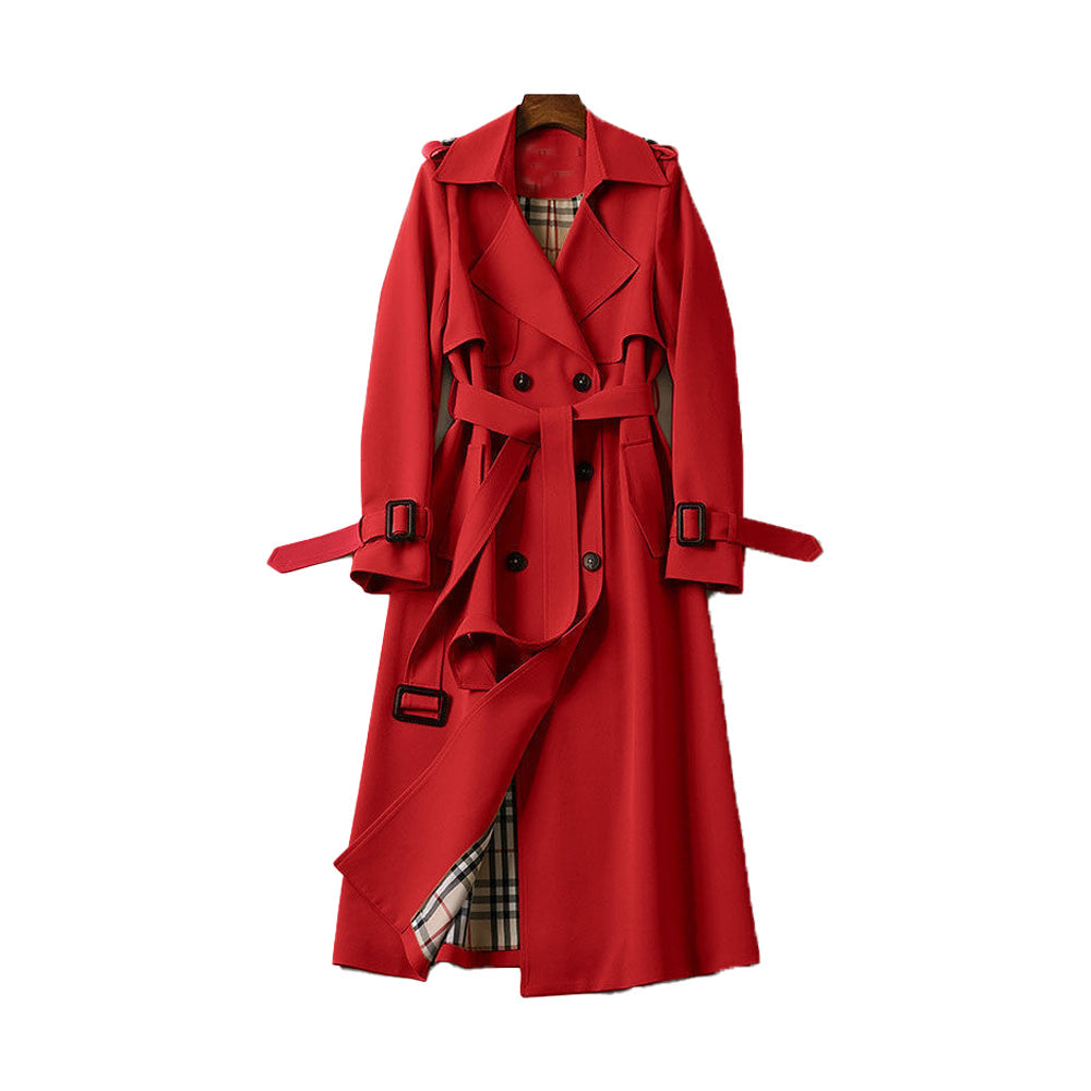 Women's Double-Breasted Belted Trench Coat – Classic Tailored Outerwear