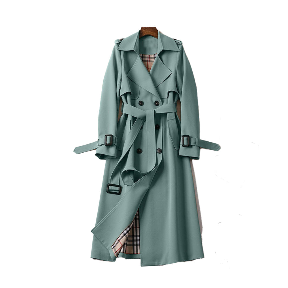 Women's Double-Breasted Belted Trench Coat – Classic Tailored Outerwear