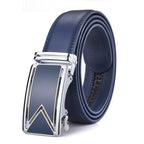 Men's Leather Ratchet Dress Belt – Micro-Adjustable Automatic Buckle Belt
