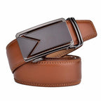 Men's Leather Ratchet Dress Belt – Micro-Adjustable Automatic Buckle Belt