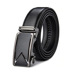 Men's Leather Ratchet Dress Belt – Micro-Adjustable Automatic Buckle Belt