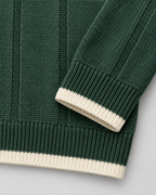 Men's Contrast Collar Knit Polo Sweater – Ribbed Regular Fit Pullover