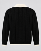 Men's Contrast Collar Knit Polo Sweater – Ribbed Regular Fit Pullover