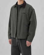 Men's Canvas Field Jacket – Corduroy Collar Workwear Coat