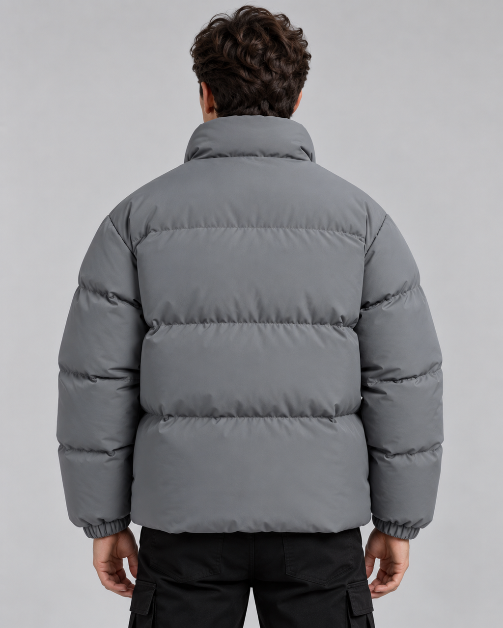 Men's Fleece-Lined Puffer Jacket – Funnel Neck Quilted Zip-Up