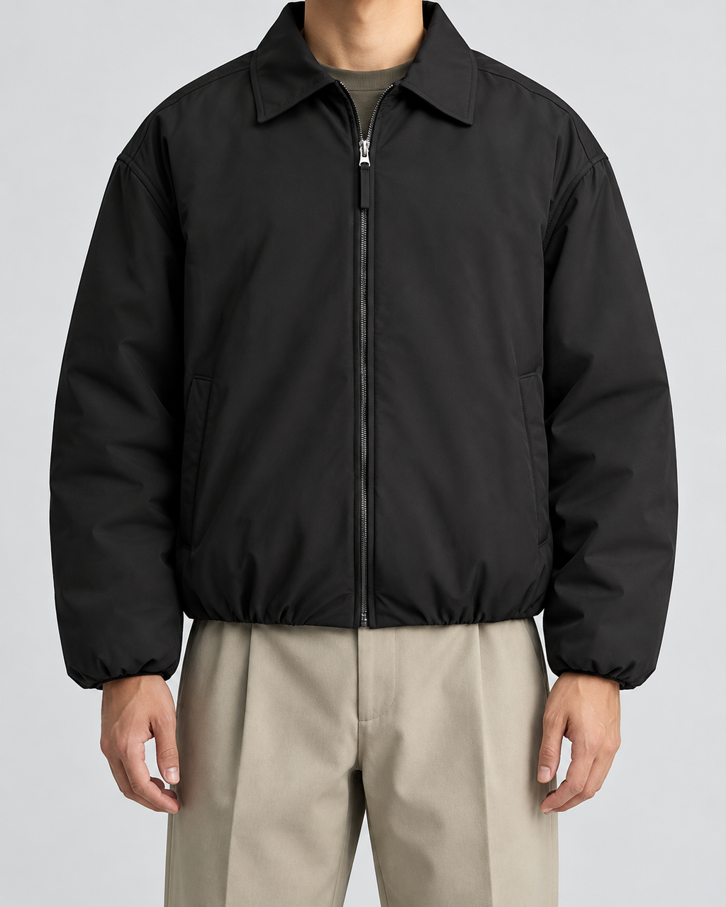 Men's Insulated Blouson Jacket – Turn-Down Collar Relaxed Fit