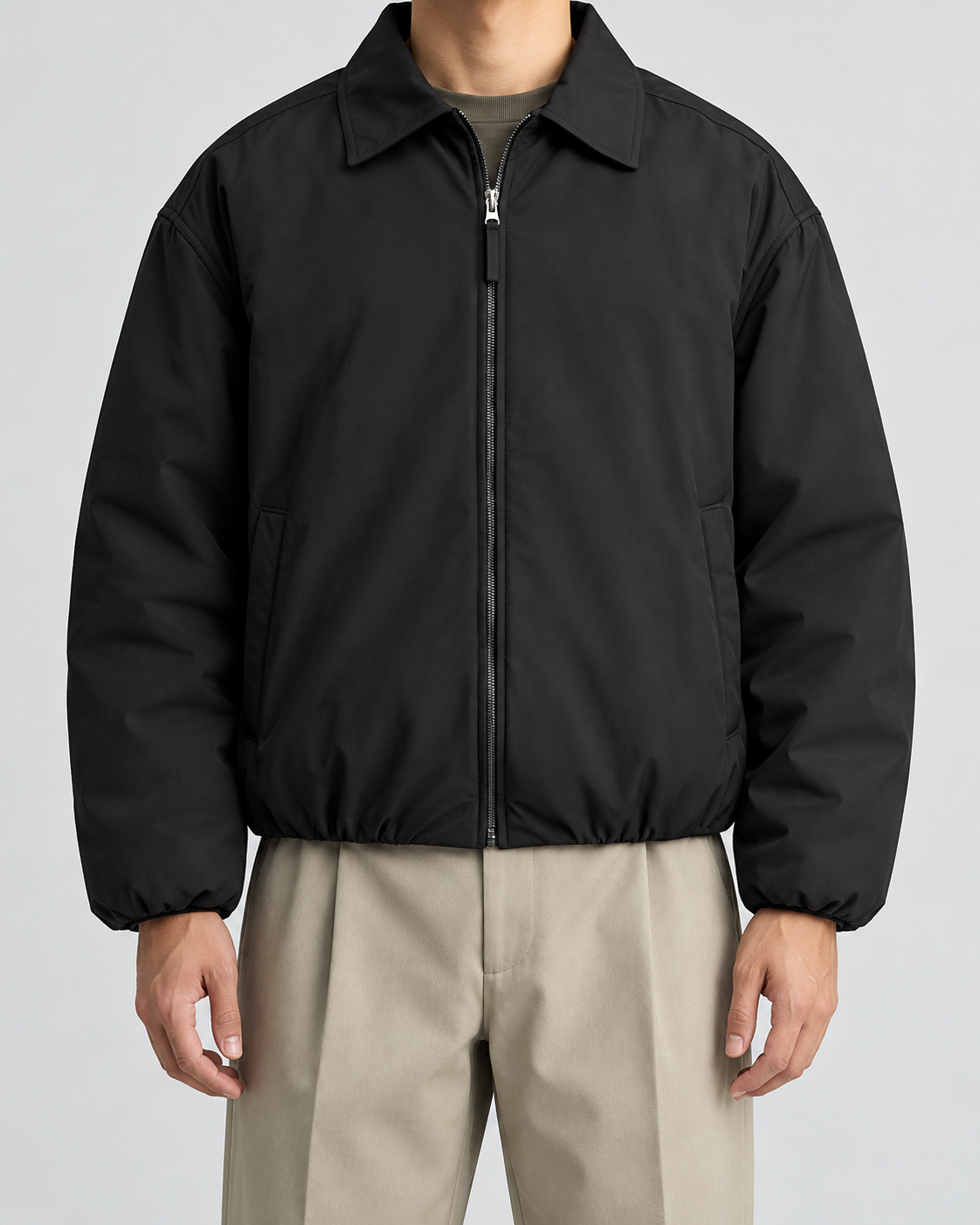 Men's Insulated Blouson Jacket – Turn-Down Collar Relaxed Fit