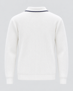 Men's Johnny Collar Knit Polo Sweater – Ribbed Long Sleeve Pullover