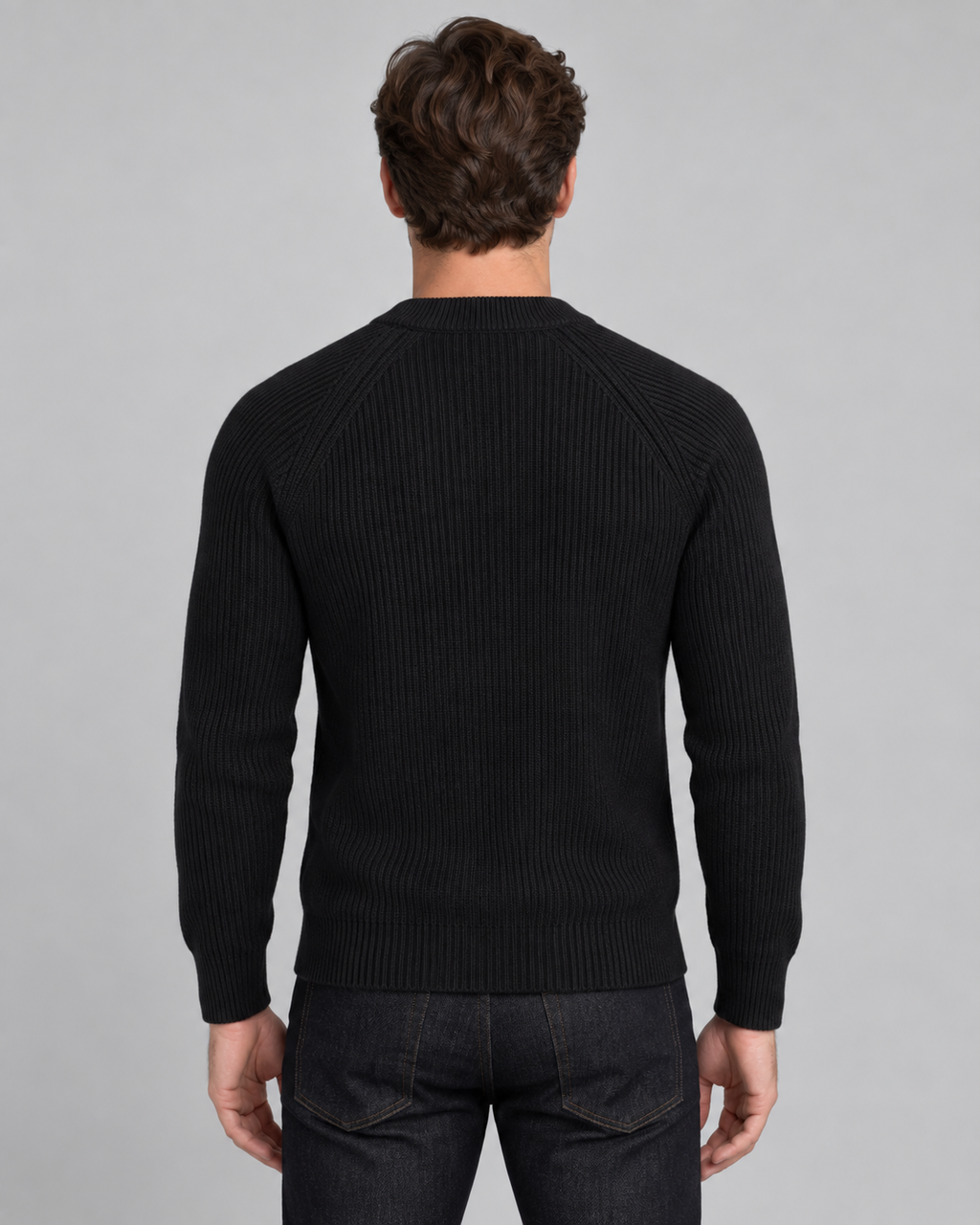 Men's Ribbed Henley Sweater – Button Placket Raglan Sleeve Pullover
