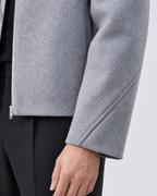 Men's Short Brushed Zip Jacket – Point Collar Boxy Fit Winter Layer