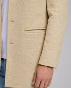 Men's Stand Collar Wool Coat – Single-Breasted Mid-Length Overcoat