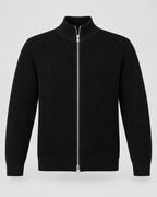 Men's Full-Zip Knit Sweater – Ribbed Stand Collar Cardigan