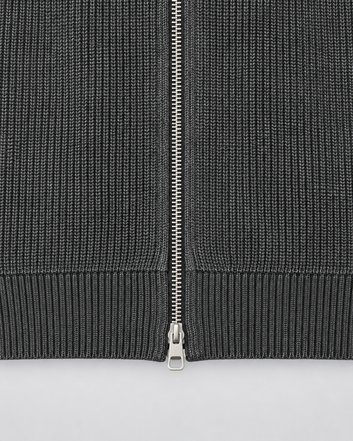 Men's Full-Zip Knit Sweater – Ribbed Stand Collar Cardigan