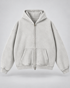 Men's Vintage Wash Zip-Up Hoodie – Oversized Fleece Sweatshirt