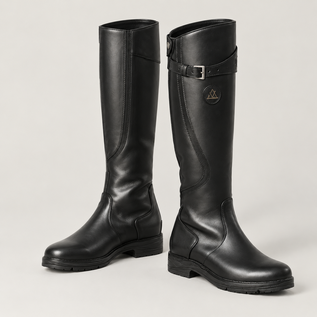 Women's Knee-High Boots with Adjustable Strap – Water-Resistant Treaded Tall Boots