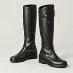 Women's Knee-High Boots with Adjustable Strap – Water-Resistant Treaded Tall Boots